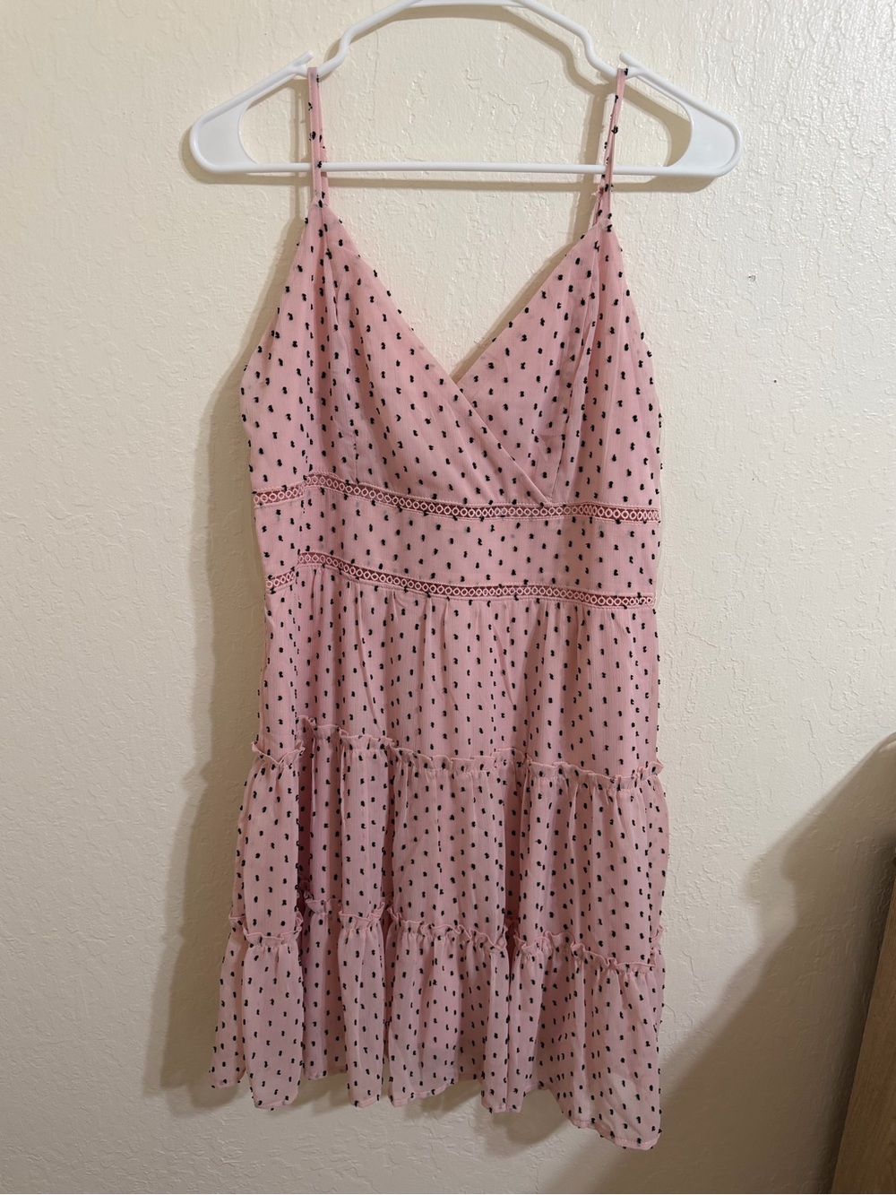 Trixxi Pink Flowy Dress with Black Polka Dots